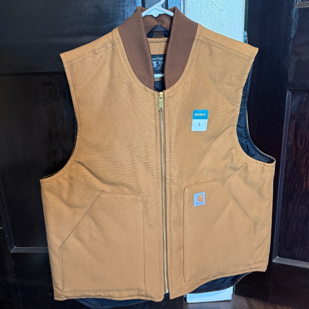 CARHARTT – Relaxed Fit Firm Duck Insulated Rib Collar Vest - SIZE Large